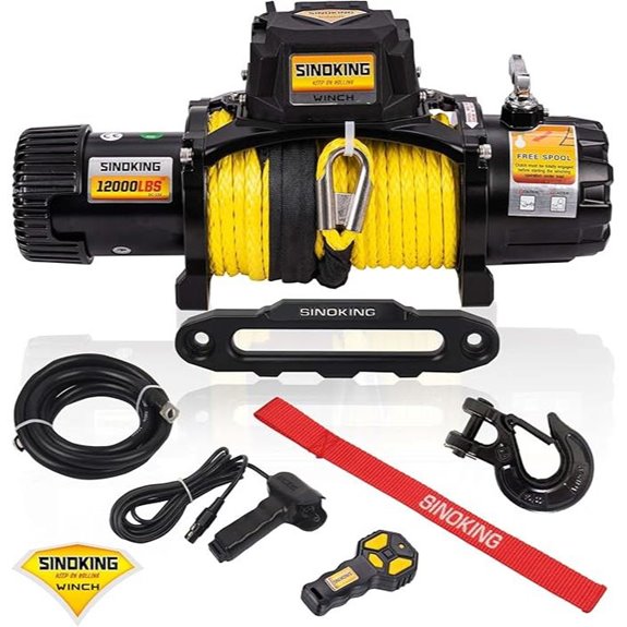SINOKING 12V 12000 lb Waterproof Electric Winch