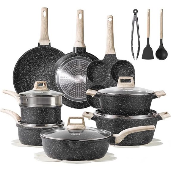 CAROTE 21pcs Nonstick Cookware Set with Pans