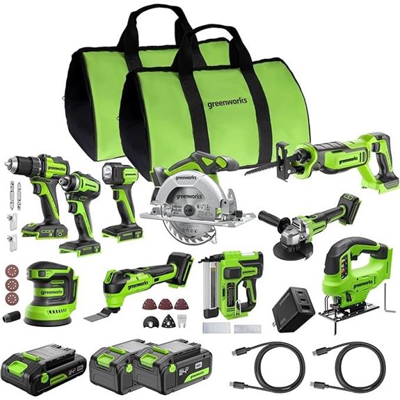 Greenworks 24V Brushless 10-Piece Power Tool Set