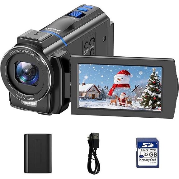 4K Camcorder with IR Night Vision & 16X Zoom