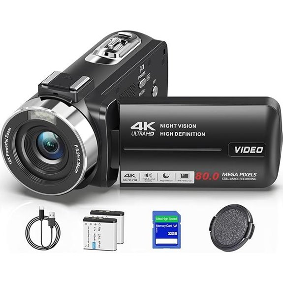 4K Ultra HD Camcorder with Night Vision and Accessories