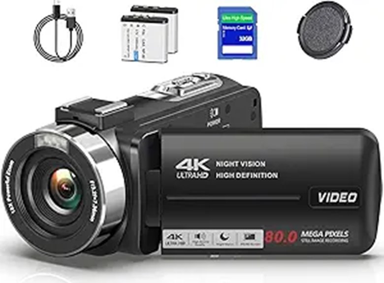 4K Vlogging Camera with Night Vision and Accessories
