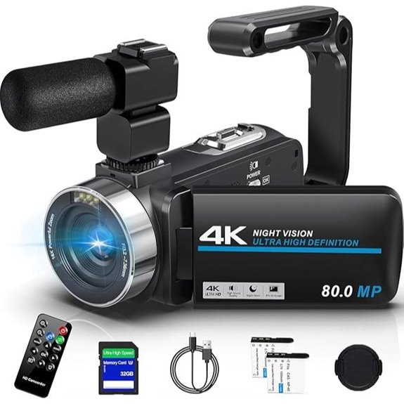 4K Video Camera with 80MP Zoom Stabilizer Accessories