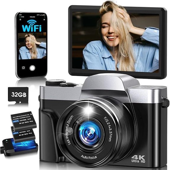 4K WiFi Vlogging Camera with 64MP and 16X Zoom