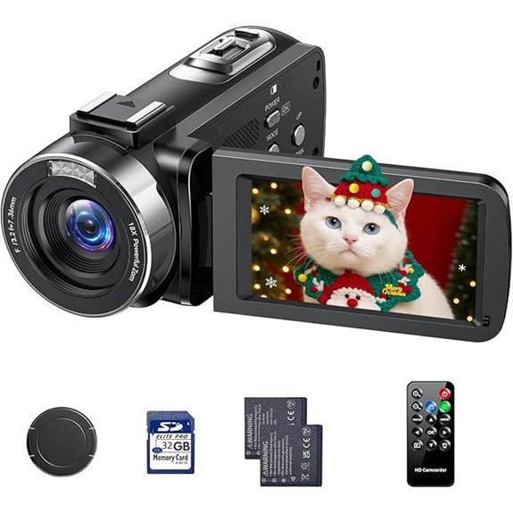 4K Video Camcorder with 18X Zoom and Accessories