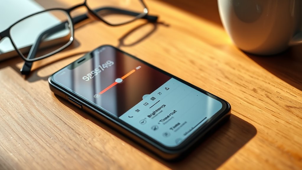adjust screen brightness and timeout
