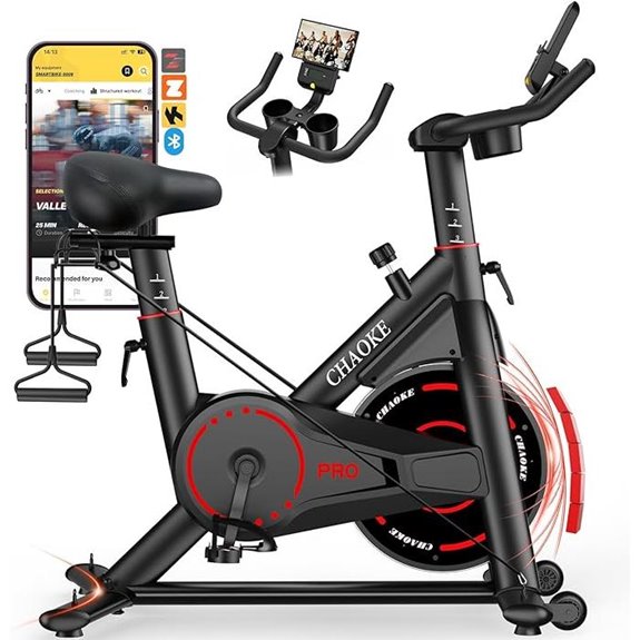 CHAOKE Exercise Bike with App Large Seat & LCD