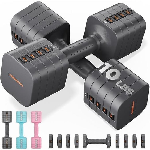 FEIERDUN 5-in-1 Adjustable Dumbbell Set for Women