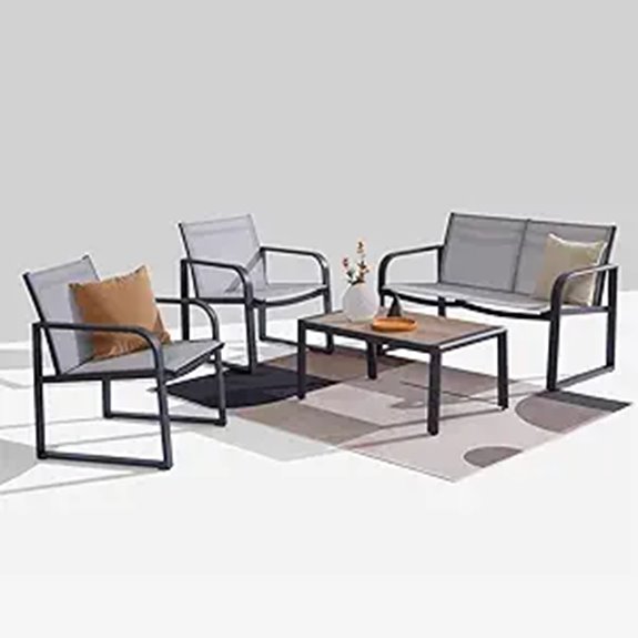 Aluminum 4-Piece Outdoor Patio Conversation Set