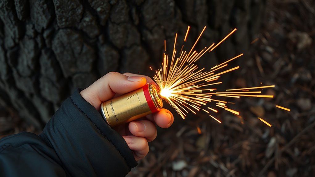 battery steel wool sparks