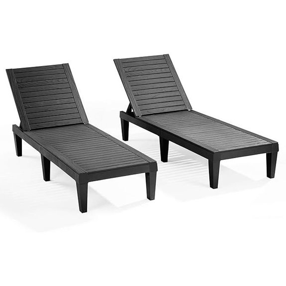 Nestl Black Outdoor Reclining Lounge Chairs (Set of 2)