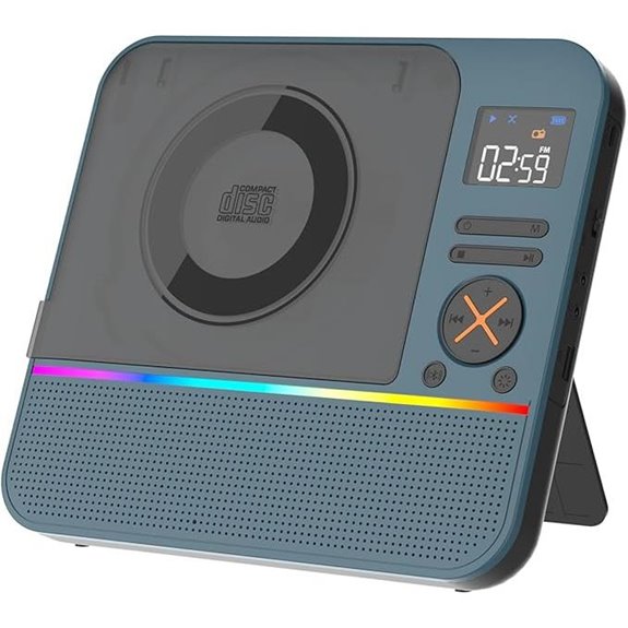 Portable Bluetooth CD Player with RGB Light and Remote