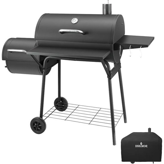 Charcoal Grill & Offset Smoker with Side Table
