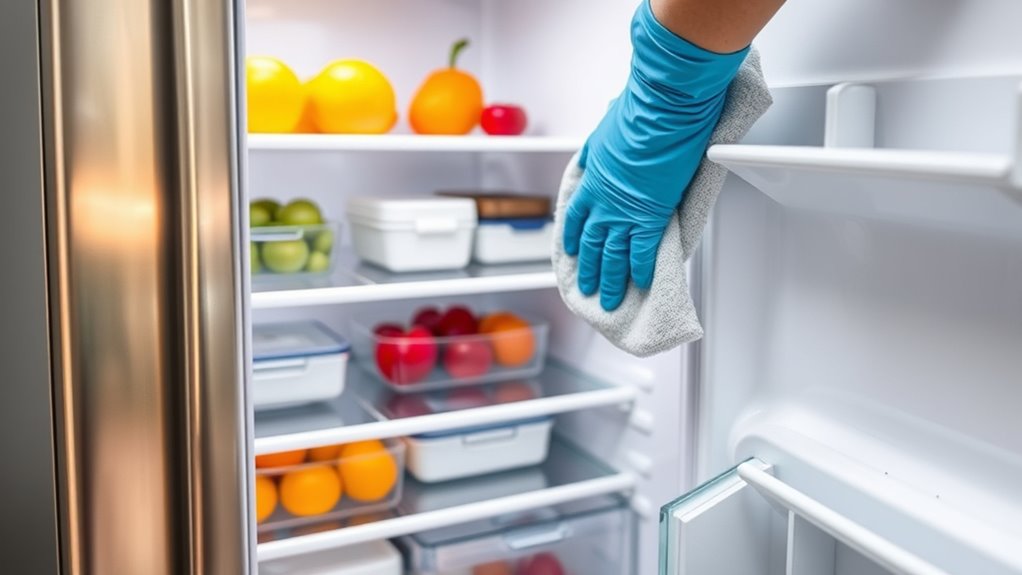 clean fridge surfaces regularly