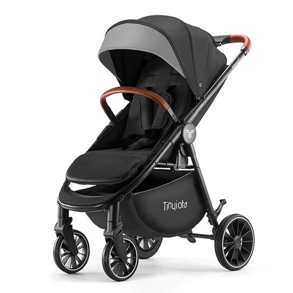Tinyiota Baby Stroller with Large Canopy & Lie-Flat Mode
