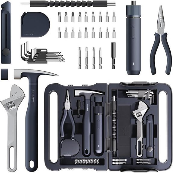 HOTO 40-Piece Household Tool Kit with Electric Screwdriver