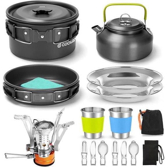 Odoland 16pcs Camping Cookware & Stove Set