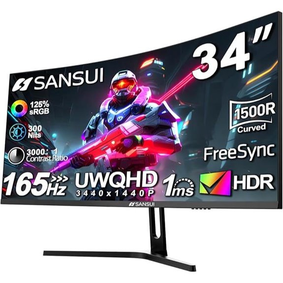 SANSUI 34-Inch Curved Gaming Monitor with HDR