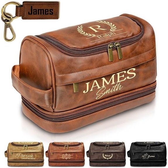 Personalized Leather Travel Toiletry Bag for Men