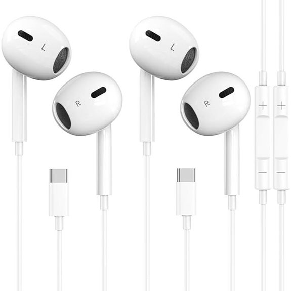 2-Pack USB-C Earbuds with Mic for iPhone and Galaxy