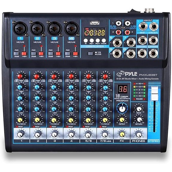 Pyle 8-Channel Professional Audio Mixer with USB Bluetooth
