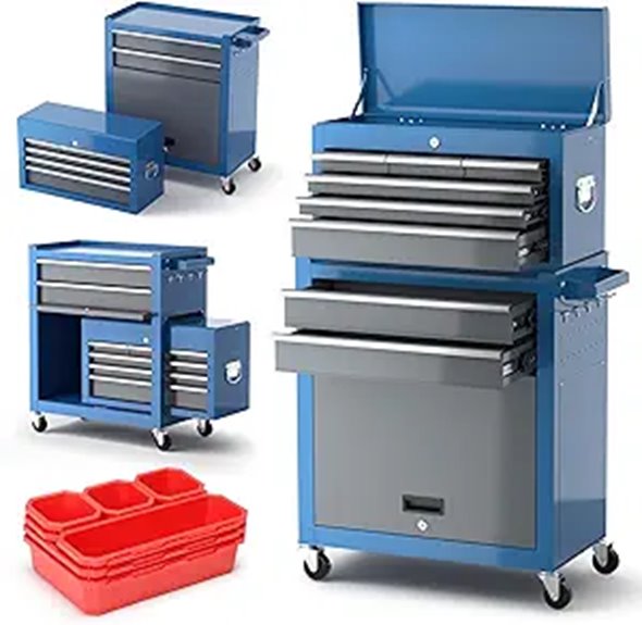 8-Drawer Rolling Metal Tool Chest with Detachable Top