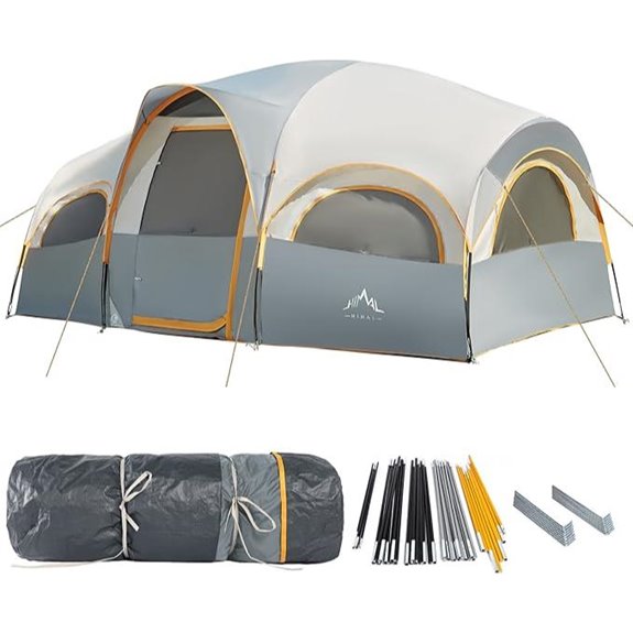 8-Person Waterproof Family Camping Tent with Rainfly
