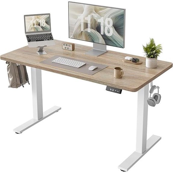 TIQLAB Adjustable Electric Standing Desk White/Maple