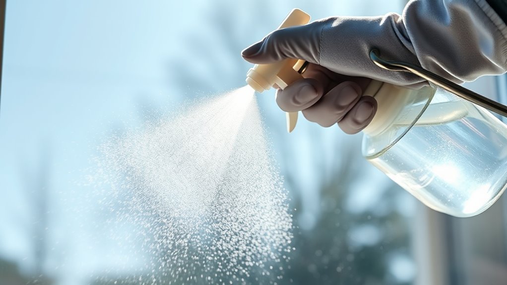 evenly spray work top down