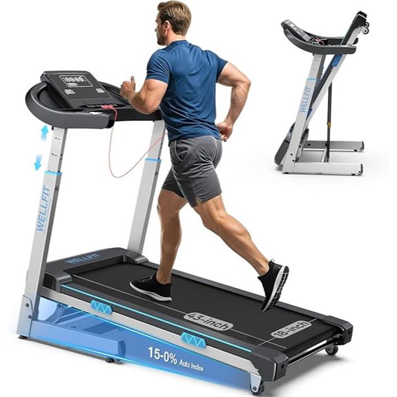 WELLFIT Auto Incline Folding Treadmill with Handlebar