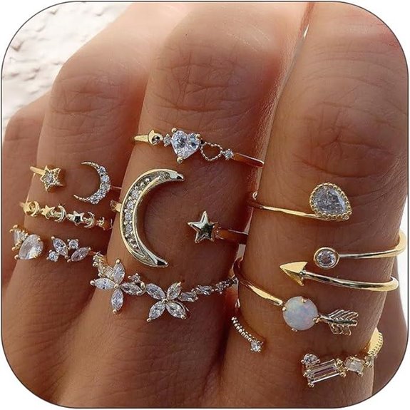 Gold Stackable Rings for Women and Teens