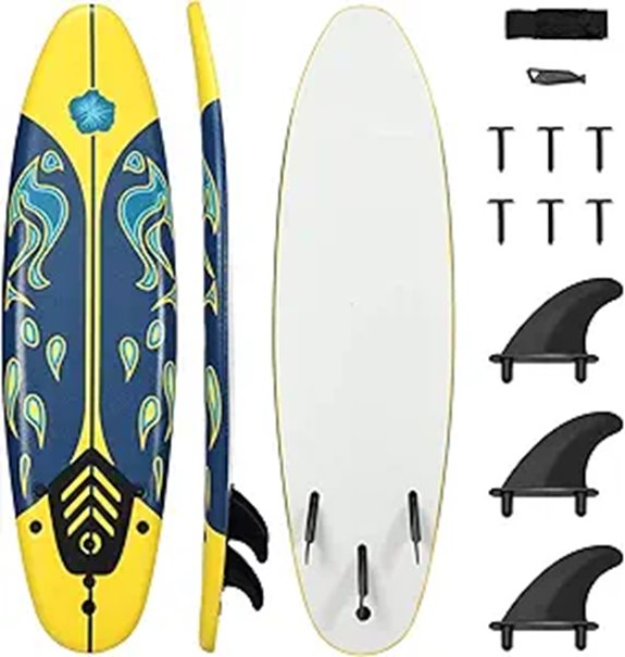 GYMAX 6' Body Board with Fins & Leash