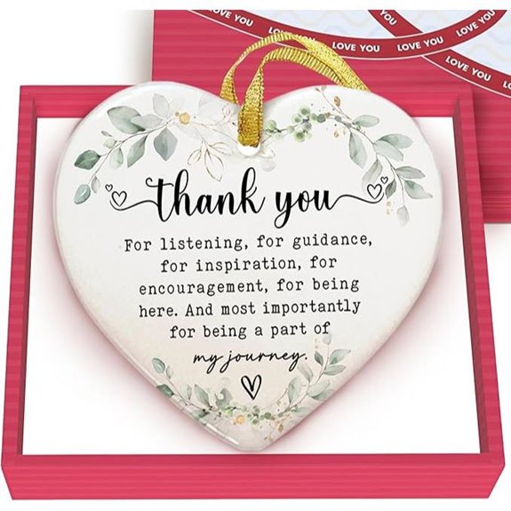 heart shaped thank you ornament
