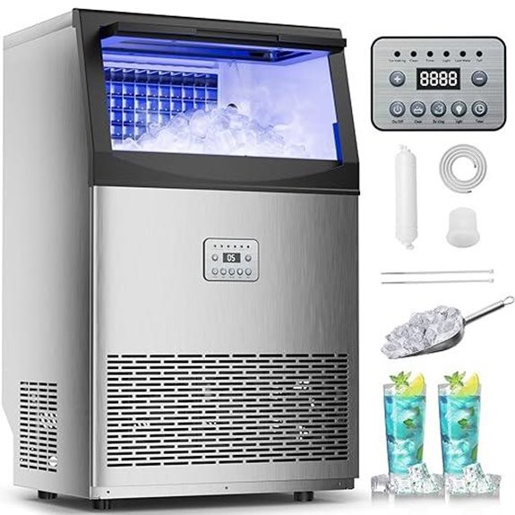 Commercial 200lb Stainless Steel Ice Maker with Water Filter