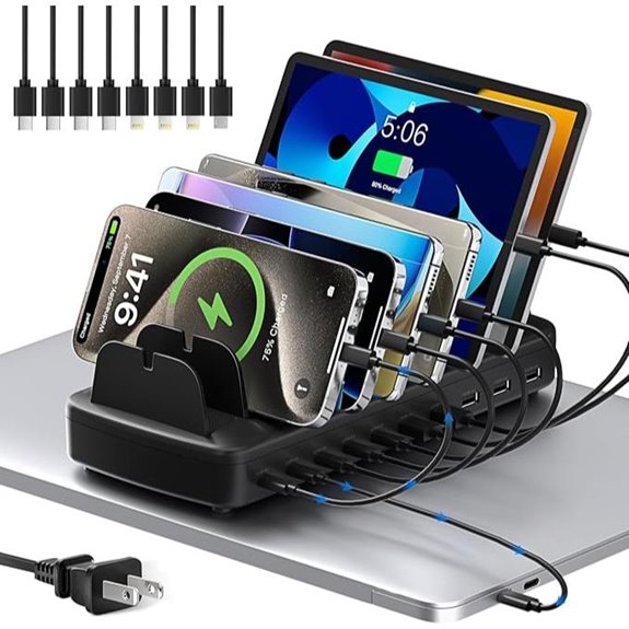 510W 10-Port Fast Charging Station with Cables