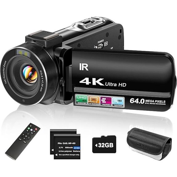 4K UHD Vlogging Camera with Night Vision & Remote
