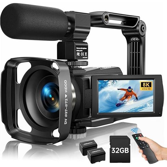8K Video Camcorder with Microphone and Night Vision