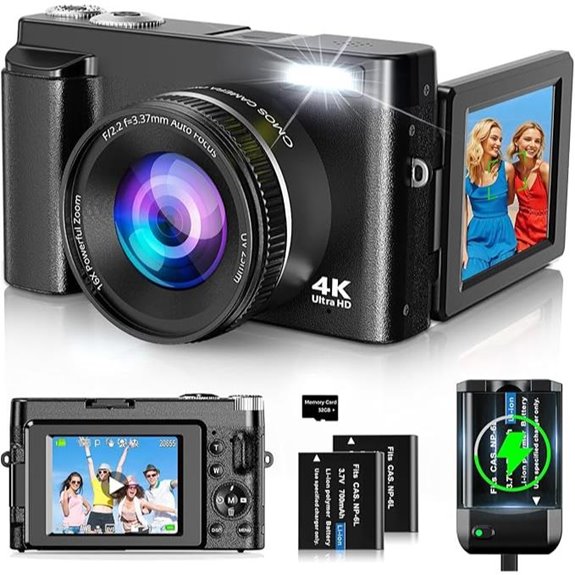 4K 48MP Vlogging Camera with Flip Screen and Zoom