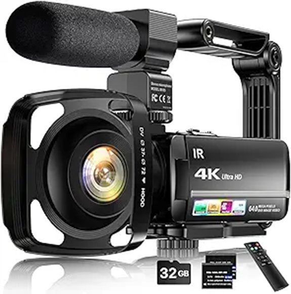4K Vlogging Camera with Microphone Zoom & Night Vision