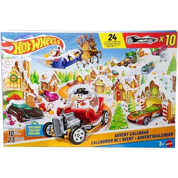 Hot Wheels Advent Calendar with 10 Vehicles & Accessories