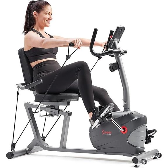Sunny Health Indoor Recumbent Bike with Bluetooth & Accessories