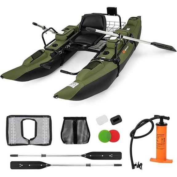 Goplus Inflatable Fishing Float Tube with Padded Seat