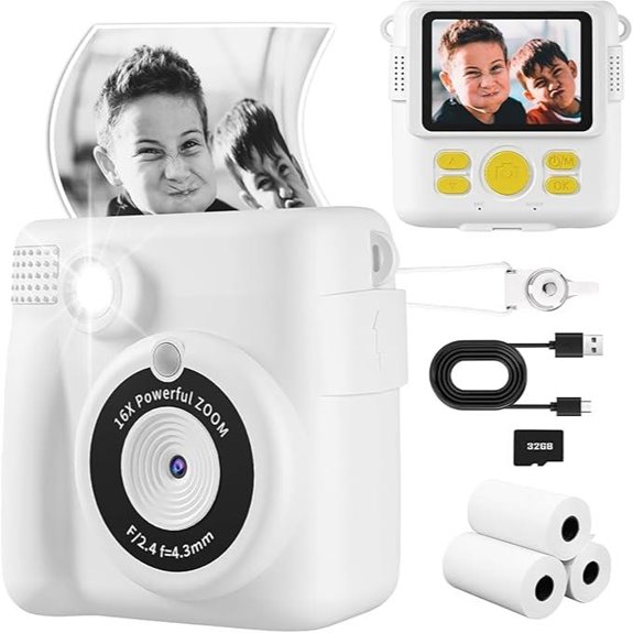 Kids Digital Camera with Instant Printer and 32GB Card
