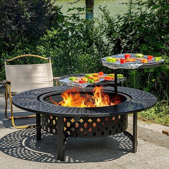 47-Inch Outdoor Fire Pit with Grills and Accessories