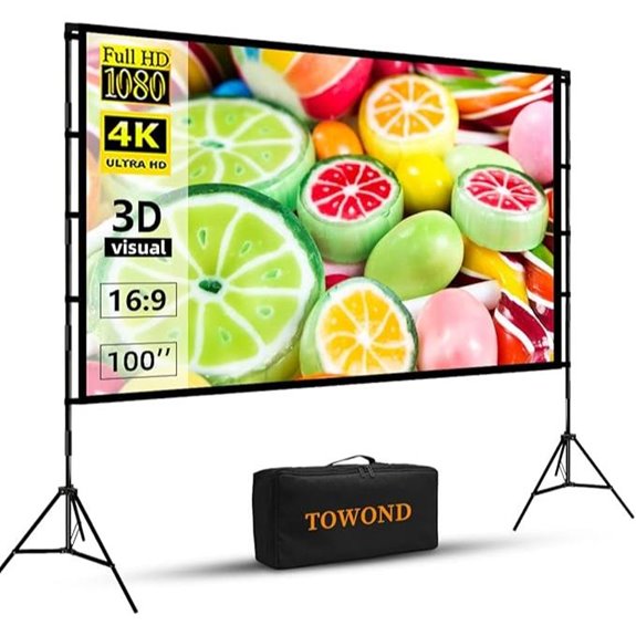 TOWOND 100-Inch Outdoor/Indoor Projector Screen with Stand