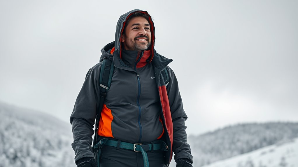 layered cold weather clothing