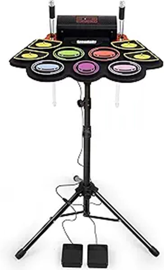 Electric Kids Drum Set with Light-Up Sticks and Recording