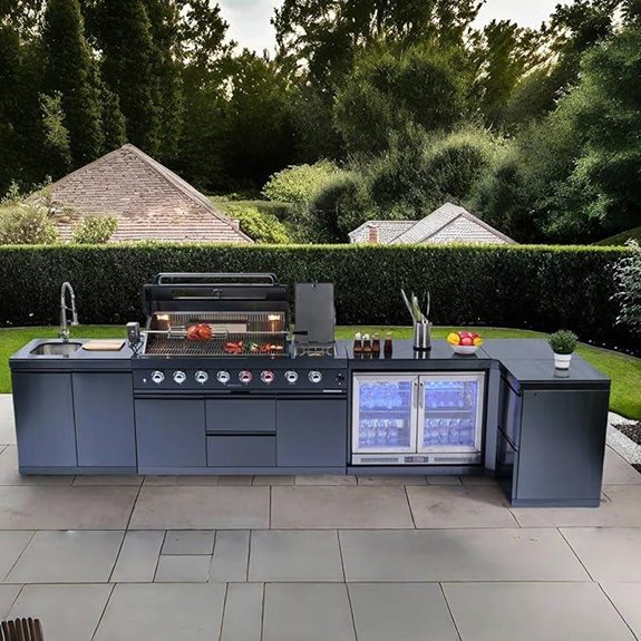 Luxury 6-Burner Outdoor Kitchen Grill Station