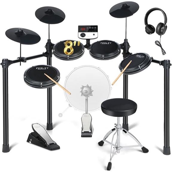 Fesley Electric Drum Set with Mesh Pads and Accessories