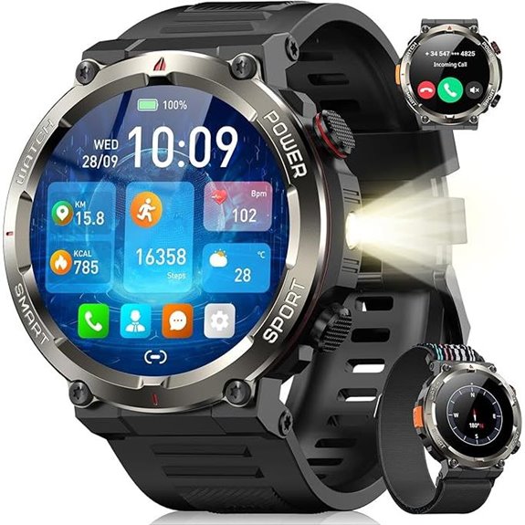 Military Smartwatch for Men with Calls and Fitness
